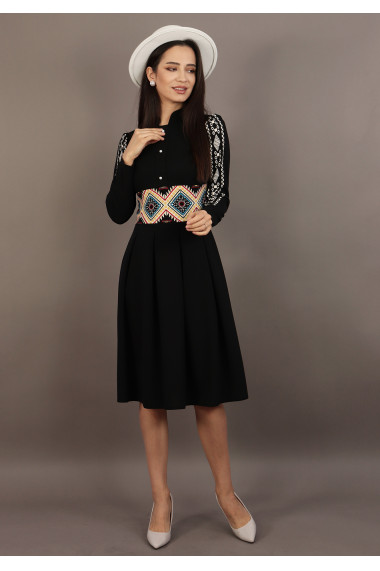 Rochie cu pliuri cu imprimeu traditional