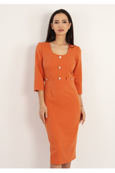 Rochie conica cu nasturi decorativi