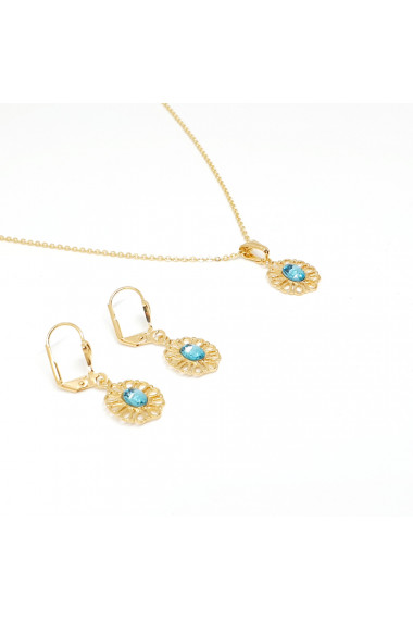 Set bijuterii placate cu aur Blue Petals