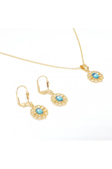 Set bijuterii placate cu aur Blue Petals