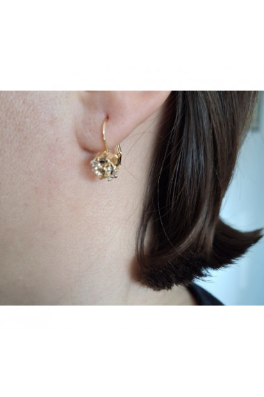 Cercei clasici pe lobul urechii cu zirconia crem placati cu aur Inna - 1.5 cm
