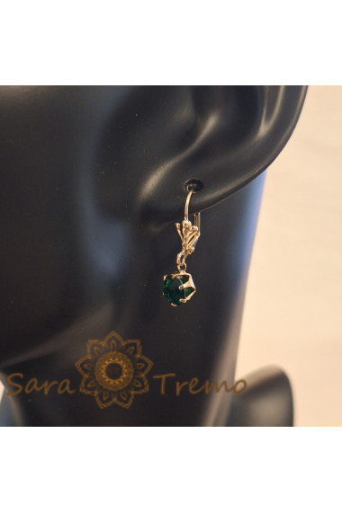 Cercei placati cu aur 2.5 cm  Cristal zirconia verde