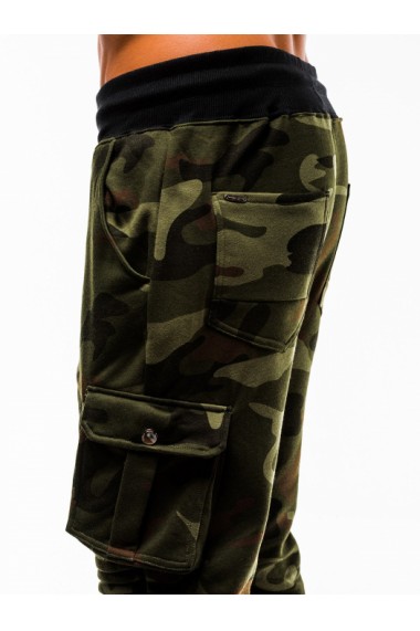Pantaloni barbati de trening camuflaj verde slim fit sport street model nou - P747
