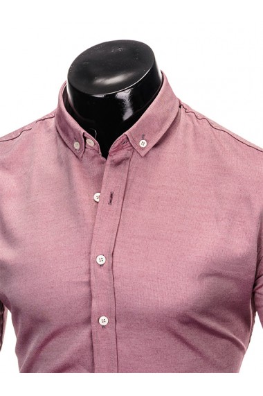 Camasa pentru barbati rosu simpla slim fit casual cu guler - k404