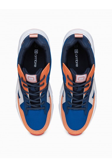 Sneakers casual barbati T368 - albastru portocaliu