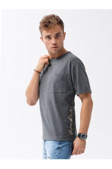 Tricou cu imprimeu pentru barbati S1371 - negru