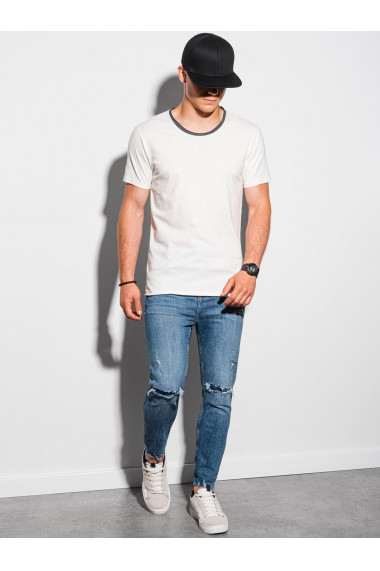 Tricou cu imprimeu pentru barbati S1385 - alb