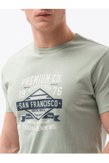 Tricou cu imprimeu pentru barbati S1434 V-20B- verde