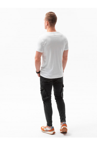 Tricou cu imprimeu pentru barbati S1434 V-1A- alb