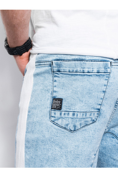 Pantaloni scurti din denim barbati - albastru denim W363