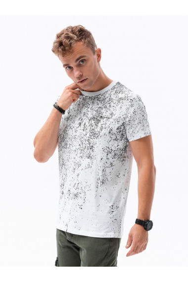 Tricou cu imprimeu pentru barbati - alb S1679