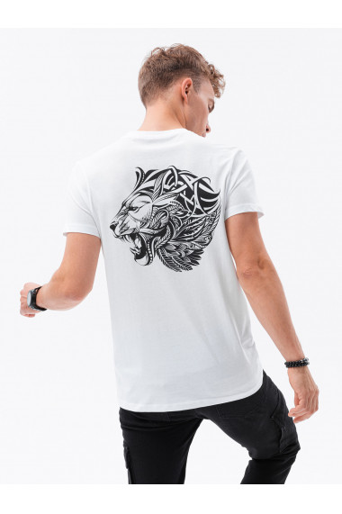 Tricou cu imprimeu pentru barbati - alb S1681