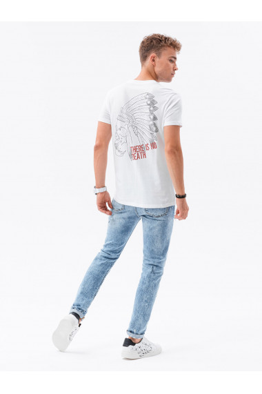 Tricou cu imprimeu pentru barbati - alb S1682