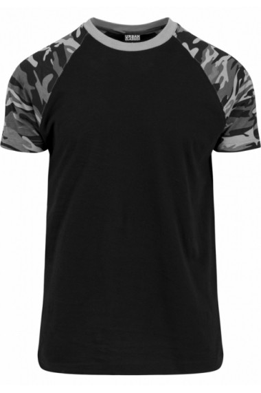 Tricou casual in doua culori pentru barbati negru-camuflaj Urban Classics