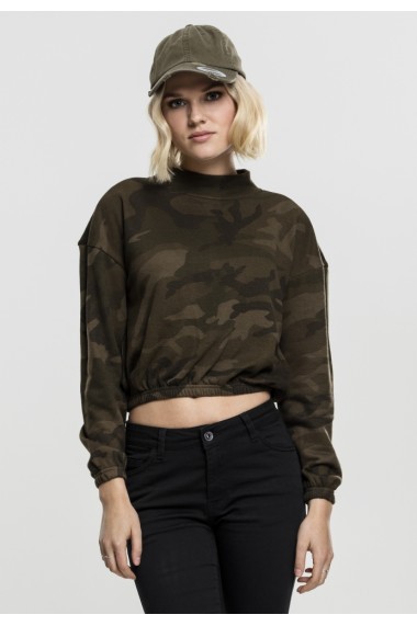 Bluza pe gat imprimeu camo pentru Femei oliv-camuflaj Urban Classics