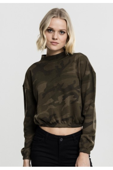 Bluza pe gat imprimeu camo pentru Femei oliv-camuflaj Urban Classics