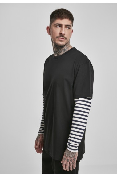 Oversized Double Layer Striped LS Tee