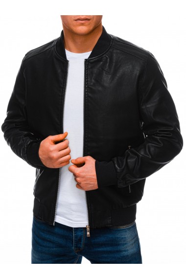 Jacheta piele ecologica barbati C492 - negru