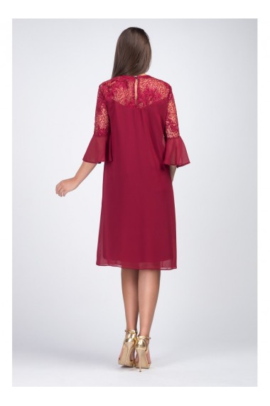 Rochie bordo din voal si dantela Denys X11826BD