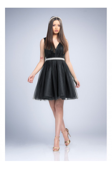 Rochie neagra din tulle Rebecka 31943B