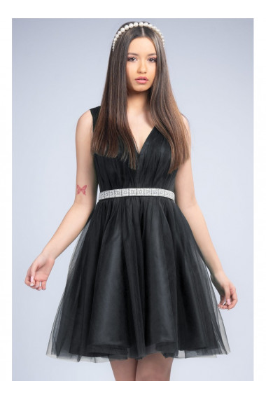 Rochie neagra din tulle Rebecka 31943B