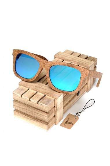 Ochelari de soare din lemn Bobo Bird BG003 lentila albastra