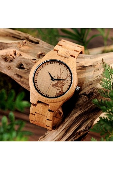Ceas din lemn Bobo Bird cu curea din lemn D28