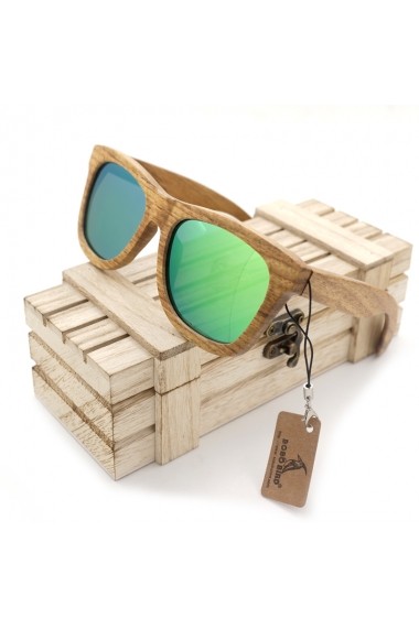 Ochelari de soare din lemn Bobo Bird AG007 lentila verde