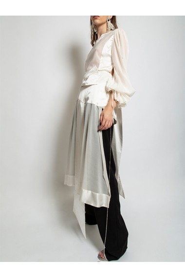 Camasa tip rochie Marami Asymmetric Shirt Dress Alba