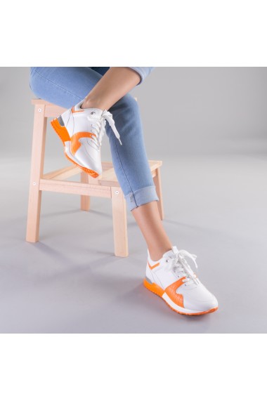Pantofi sport dama Vals alb cu portocaliu