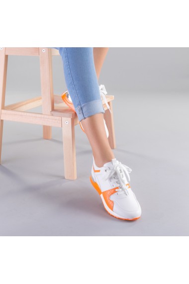 Pantofi sport dama Vals alb cu portocaliu