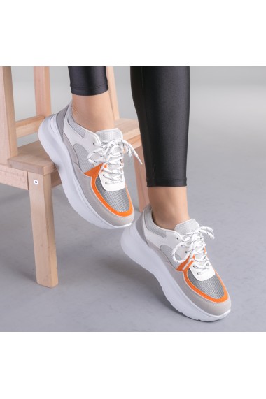 Pantofi sport dama Dafia alb cu portocaliu