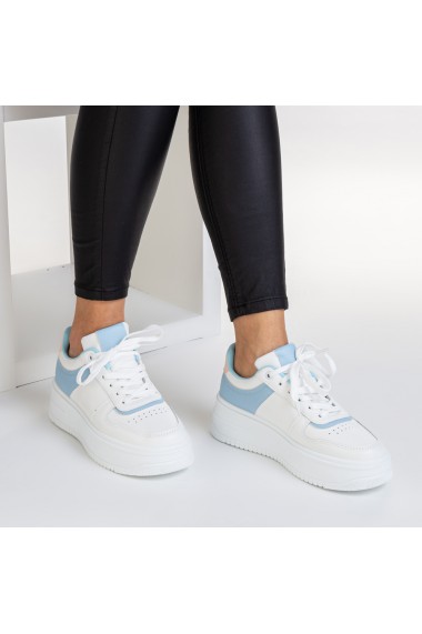 Pantofi sport dama Slow alb cu bleu