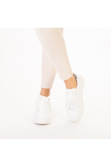 Pantofi sport dama Beki albi cu bleu