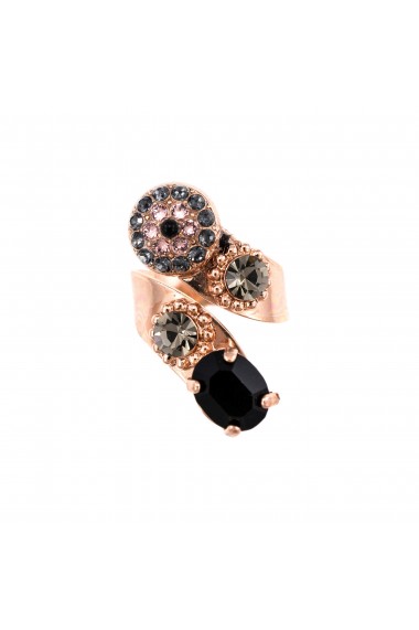 Inel placat cu Aur roz de 24K cu cristale Swarovski Black Velvet 7416-1073RG