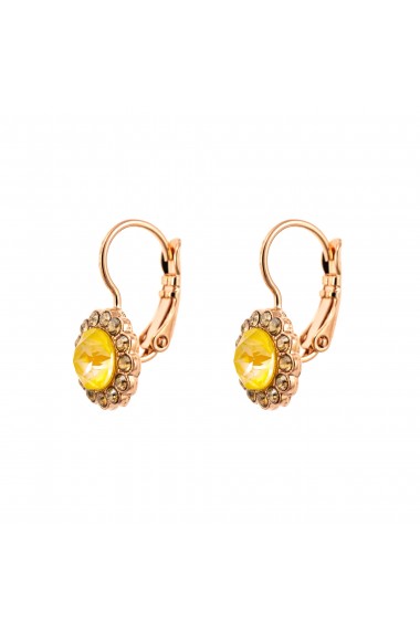 Cercei placati cu Aur roz de 24K cu cristale Swarovski Lemon Emigrant 1133-1121RG6