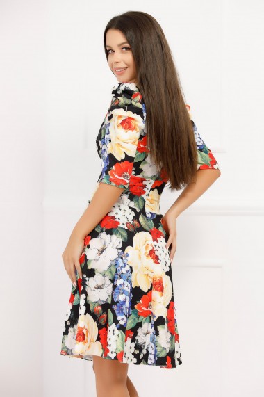 Rochie de zi midi Ejolie multicolora cu imprimeu floral