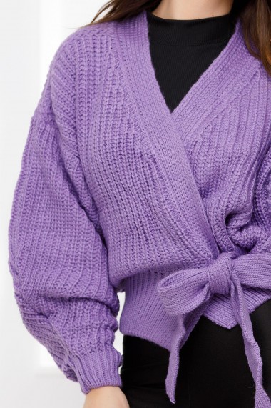 Pulover Bucura lavanda din tricot cu funda