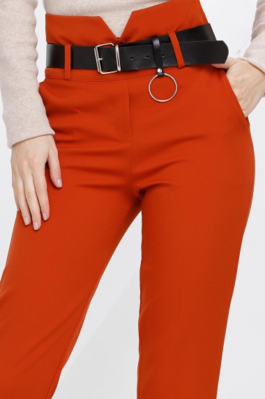 Pantaloni Leia portocalii cu centura neagra