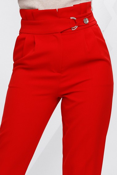 Pantaloni Ellen rosii cu accesorii pe talie