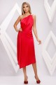 Rochie Natasha rosie cu spatele gol si accesoriu pe talie