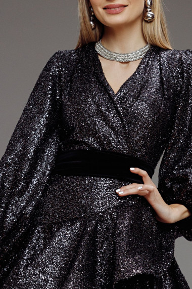 Rochie Amaris neagra cu paiete argintii