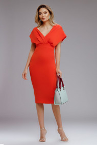 Rochie Marta portocalie din neopren cu cordon maxi