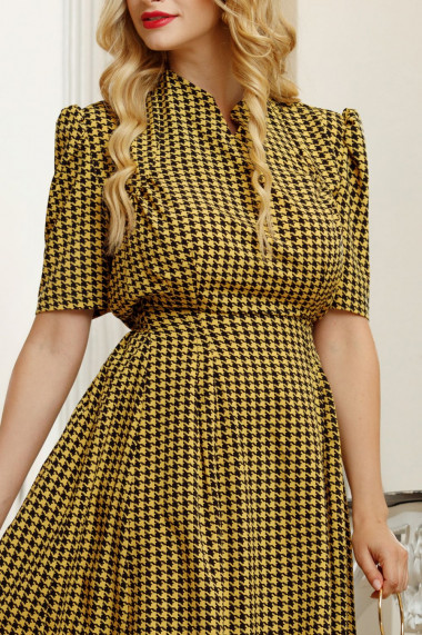 Rochie Cadence galbena cu imprimeu