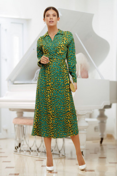 Rochie Octavia verde cu imprimeu