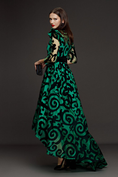Rochie Phoebe verde cu catifea