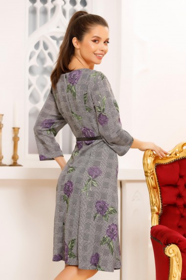 Rochie de zi midi Ejolie cu imprimeu floral Purple