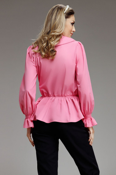 Camasa Elisa roz cu volan peplum