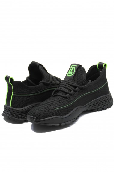 Pantofi sport Franco Gerardo Tendenza negru cu verde din material textil