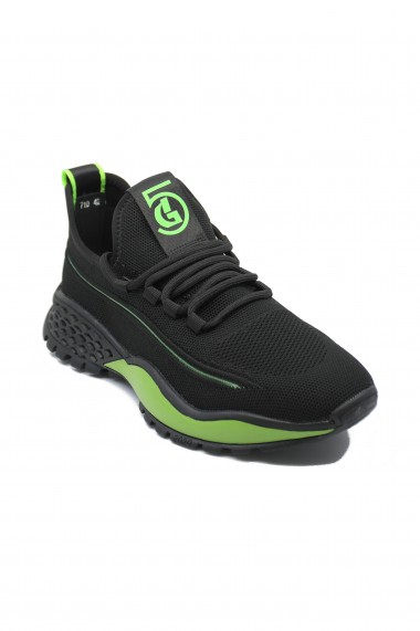 Pantofi sport Franco Gerardo Tendenza negru cu verde din material textil